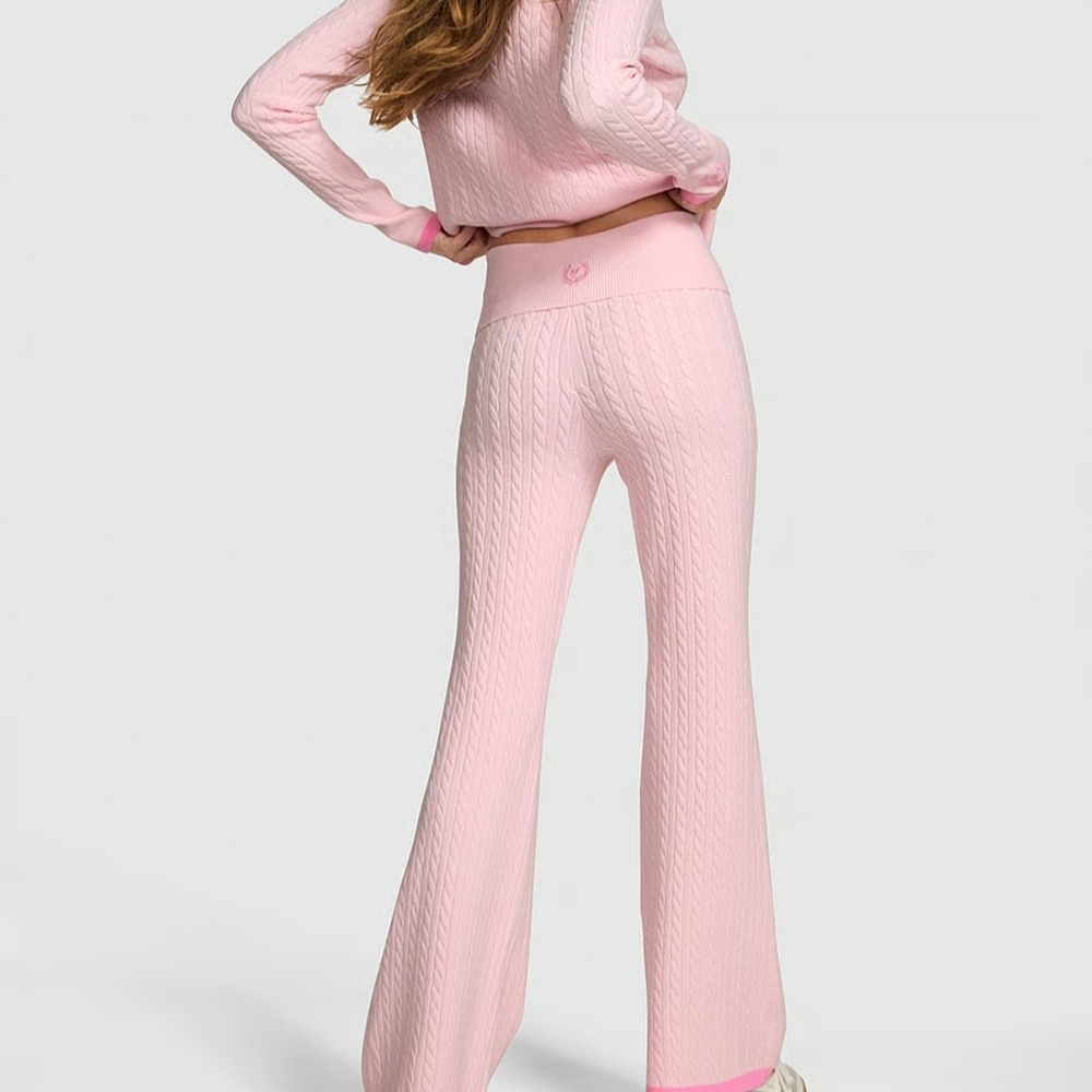 PINK x LoveShackFancy Knit Foldover Flare Pants